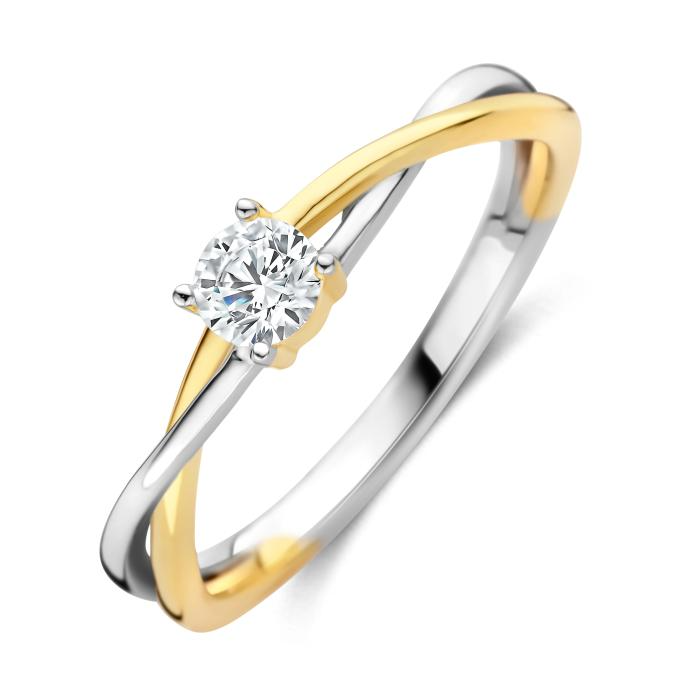 Bicolor ring met zirconium