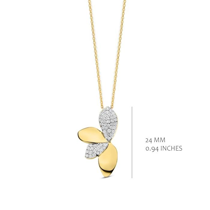 Hanger geelkleurig met zirconia inclusief ketting