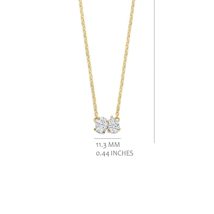 Collier geelkleurig met 2 zirconias