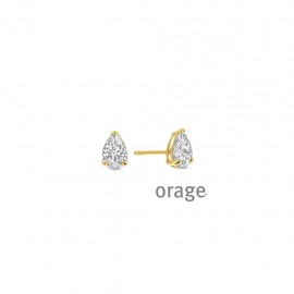 Goudkleurige oorringen met zirconium pear cut 