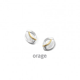 Oorringen zilver met zirconia en geelkleurig accent