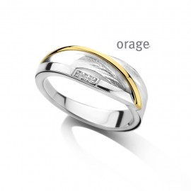 Ring 925 rh bicolor geel CZ (V/39)