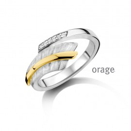 Ring zilver met geelkleurig accent en zirconia