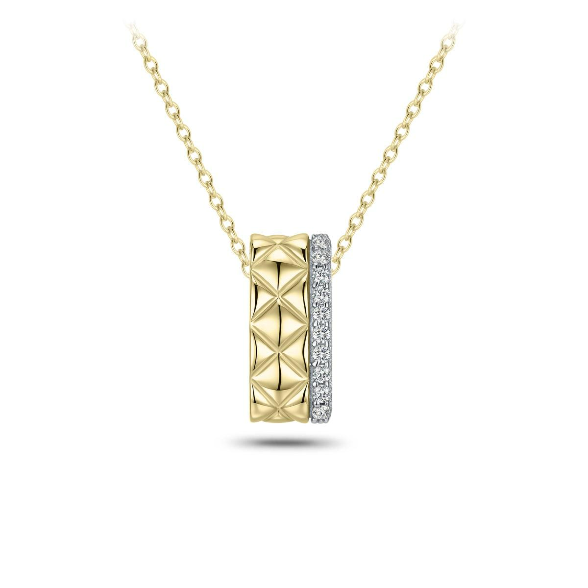 N1134Y-42+3. Gisser goudkleurige collier met hanger. Rechthoekige model met zirkonia. 