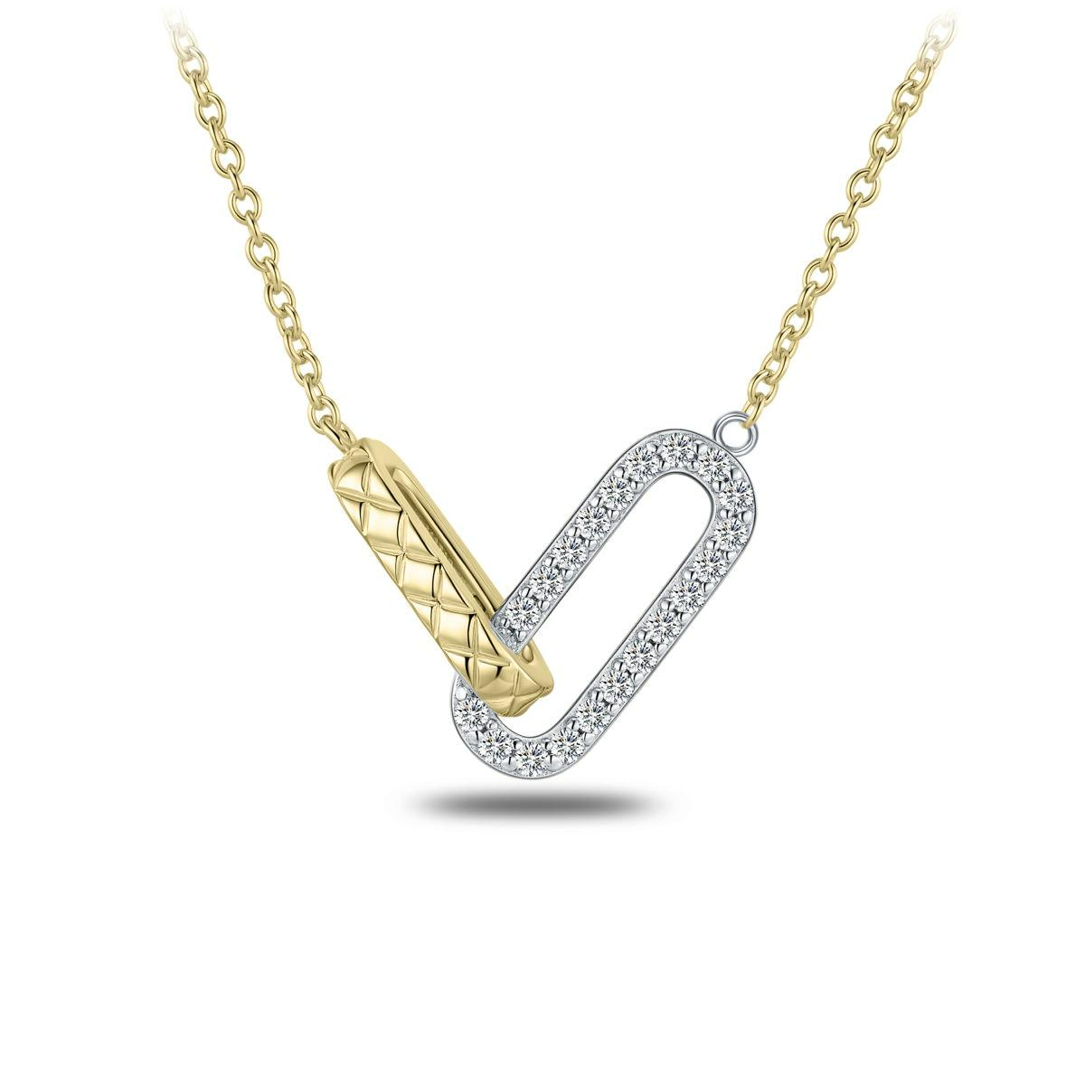 N1136Y-42+3. Gisser goudkleurige collier met twee paperclip schakels. 