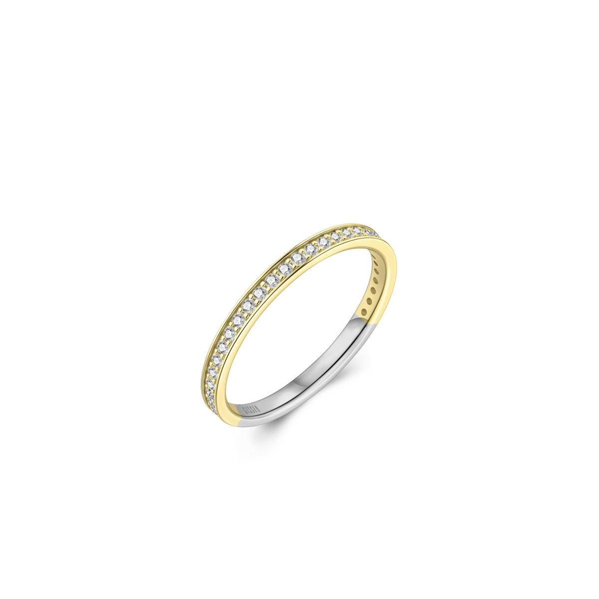 R502Y-56. Gisser goudkleurige ring met zirkonia. 