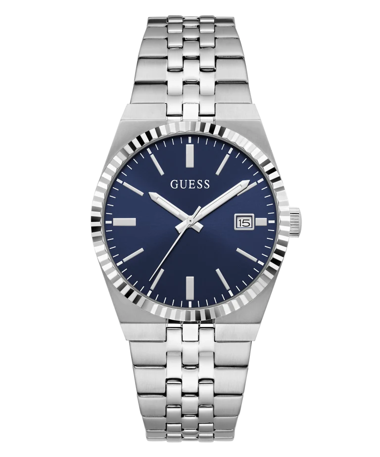 GUESS Vincent zilver blauw herenhorloge 39 mm | GW1153G1