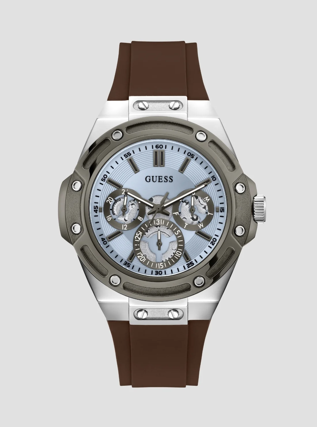 GUESS Carver blauw bruin herenhorloge 44 mm | GW1132G7
