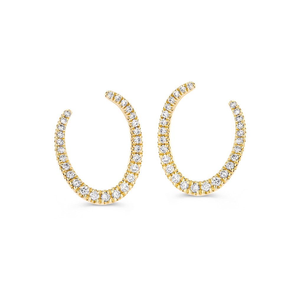 Excellent Jewelry stijlvolle oorstekers geelgoud in organische vorm met fonkelende diamanten. Briljant 0,25 crt.
