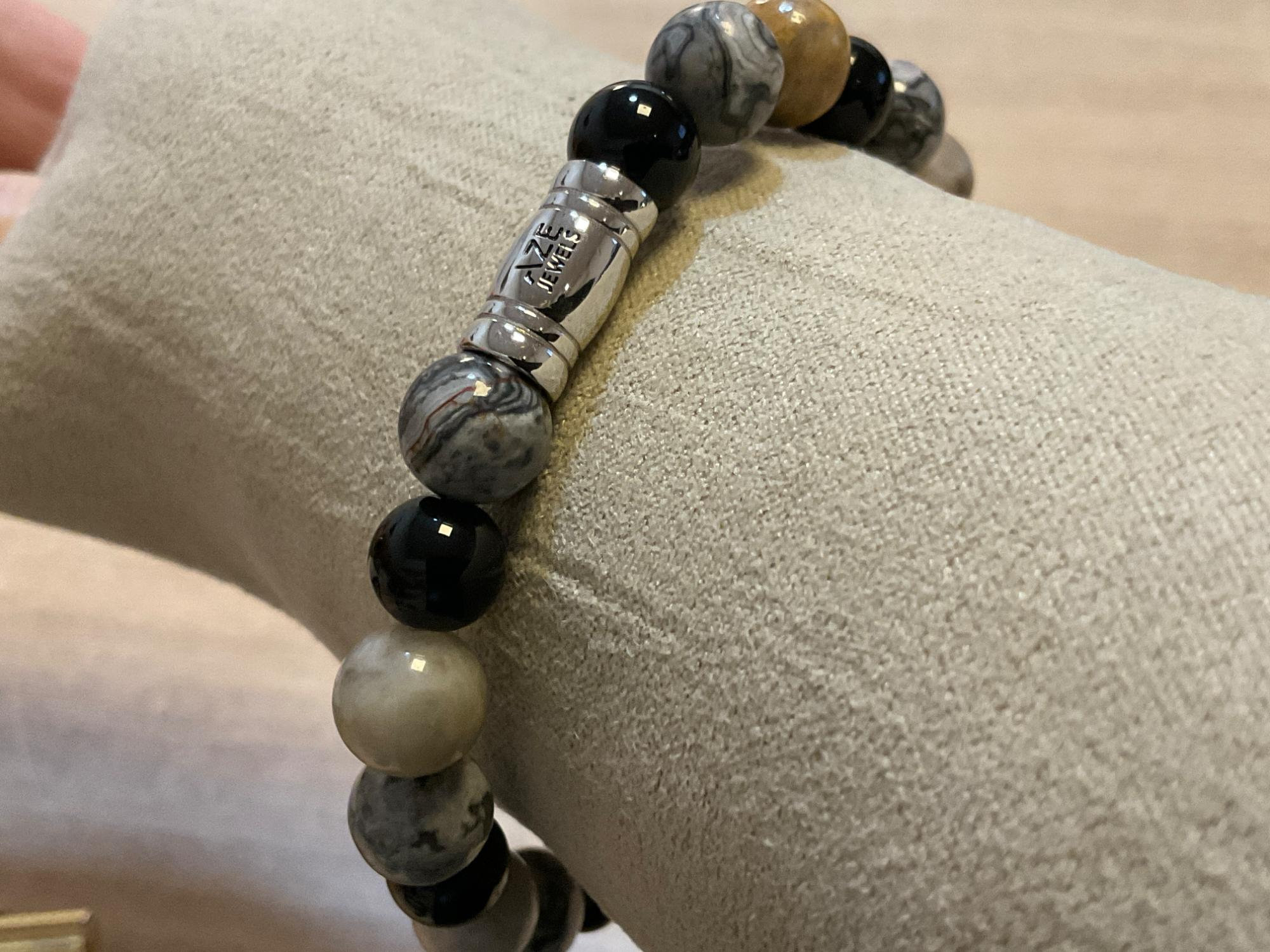 Heren armband steen met zilver