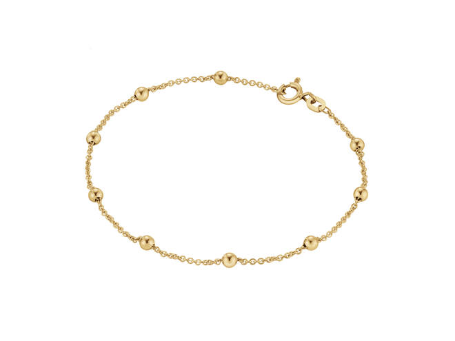 De Schakelarmband Anker Balletjes, is een verfijnd sieraad vervaardigd van 14-karaats goud en heeft een lengte van 180 mm. Deze goudkleurige armband is perfect om dagelijks te dragen of te combineren met andere sieraden voor een stijlvolle look. Een must-have voor liefhebbers van elegante en tijdloze sieraden.