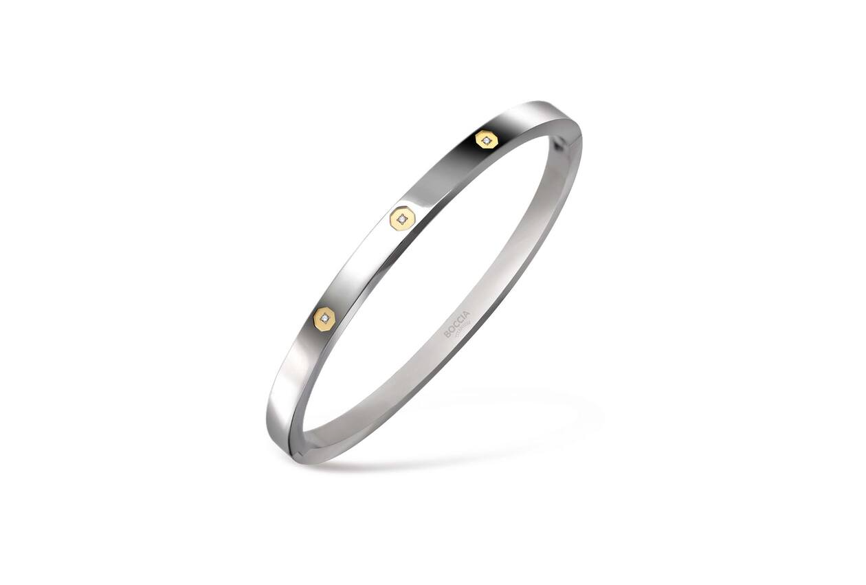 Boccia bicolor titanium slavenarmband met diamant  | 03074-03