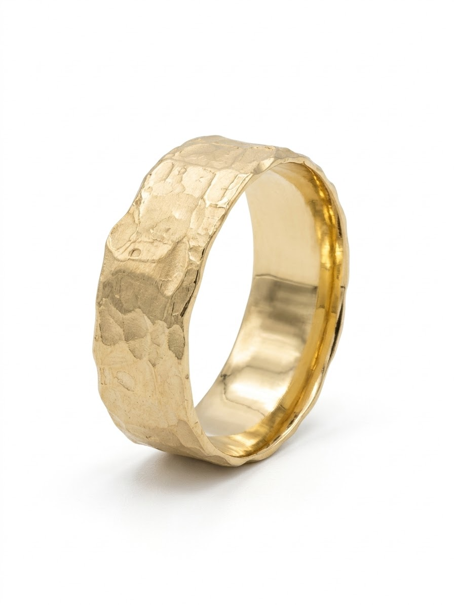 18 karaat geel gouden ring eigen creatie structuur ring