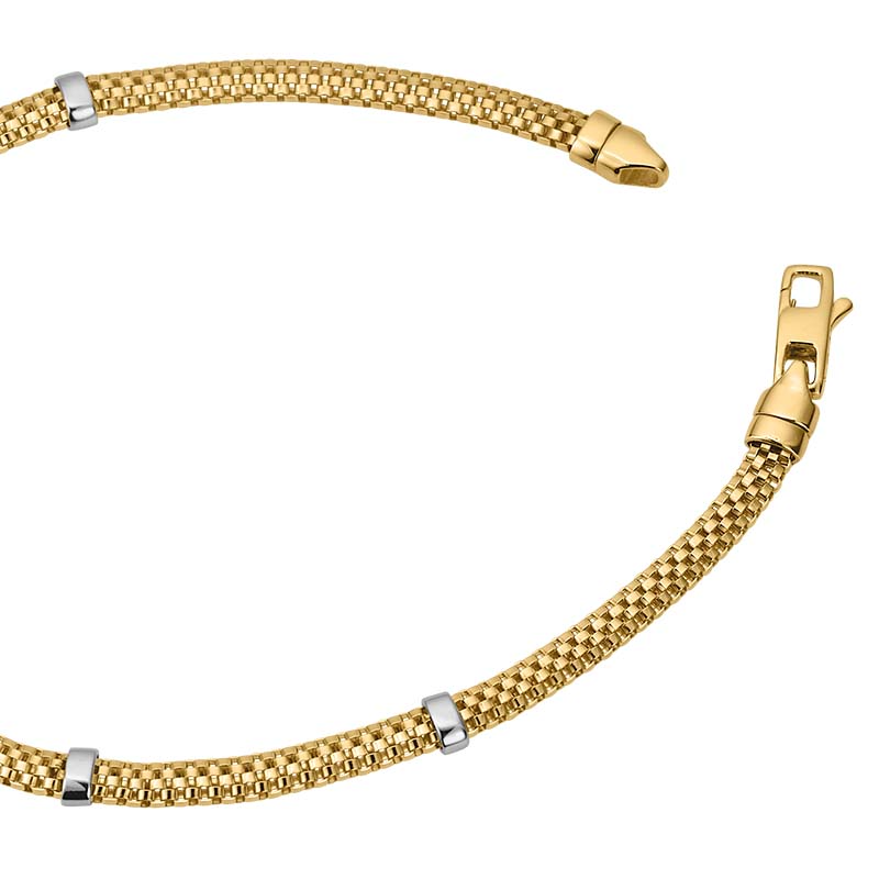Das Armband Gold 585 Bicolor Modellnummer 6-214400-001 besticht durch sein elegantes Design aus zweifarbigem Gold. Mit einer L&auml;nge von 19 cm ist es das perfekte Accessoire f&uuml;r besondere Anl&auml;sse und passt sowohl zu formellen als auch zu legeren Outfits. Tragen Sie es solo oder in Kombination mit anderen Schmuckst&uuml;cken f&uuml;r einen stilvollen Look.