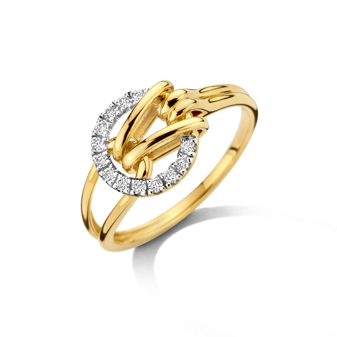 Ring in geel goud 18 k met 0.12 ct diamant 