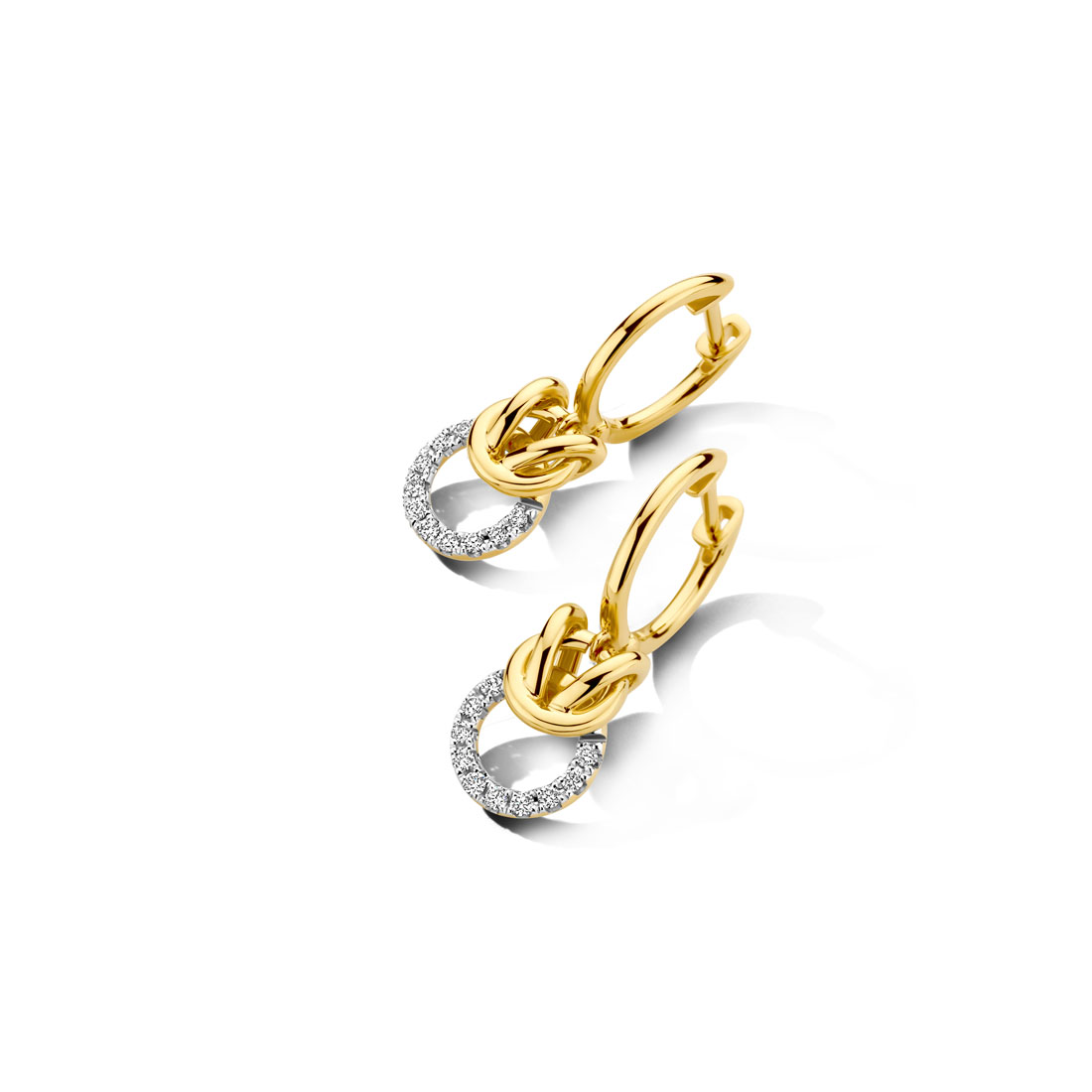 Oorringen in geel goud 18 k met 0.19 ct diamant 