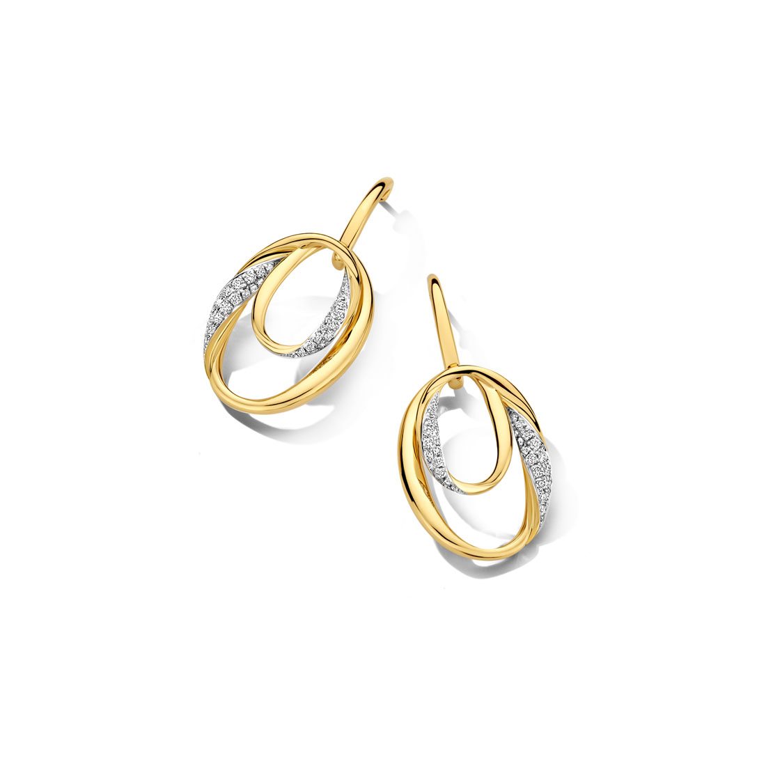 Oorringen in geel goud 18 k met 0.34 ct diamant