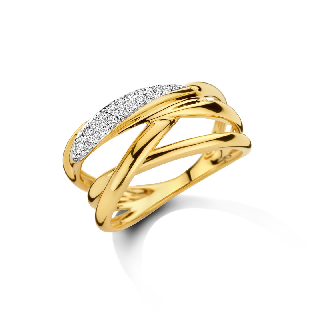 Ring in geel goud 18 k met 0.15 ct diamant 