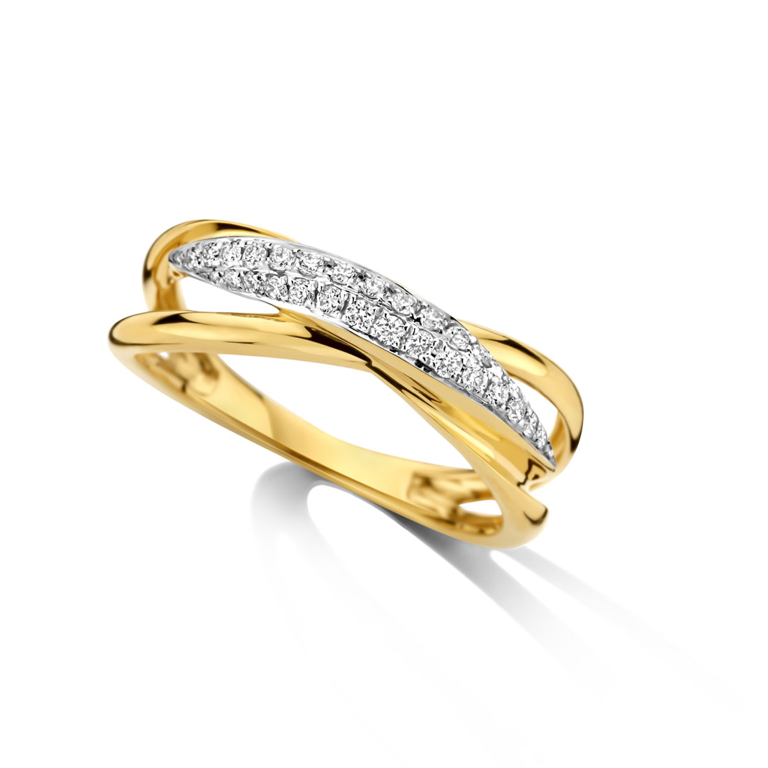 Ring in geel goud 18 k met 0.22 ct diamant 