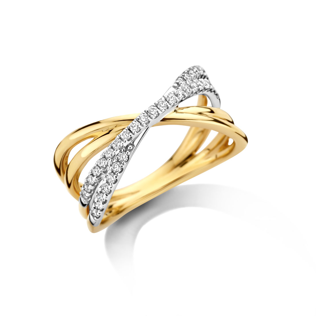 Ring in geel goud 18 k met 0.26 ct diamant