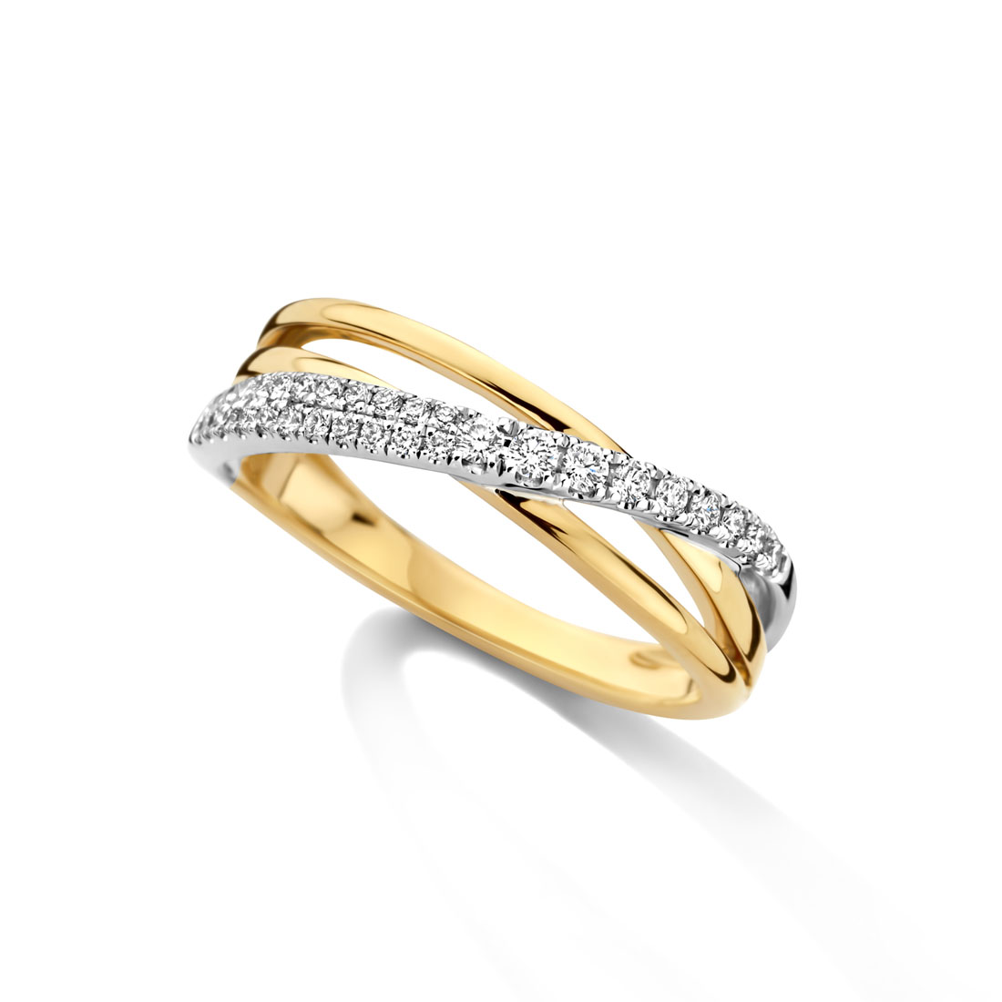 Ring in geel goud 18 k met 0.21 ct diamant 