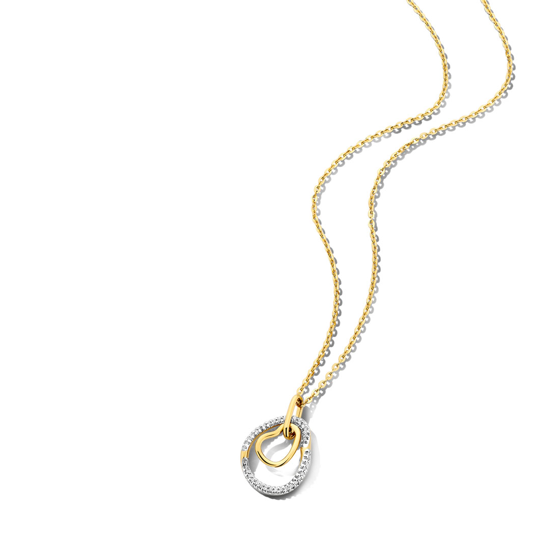 Ketting met hanger in geel goud 18 k met 0.11 ct diamant 