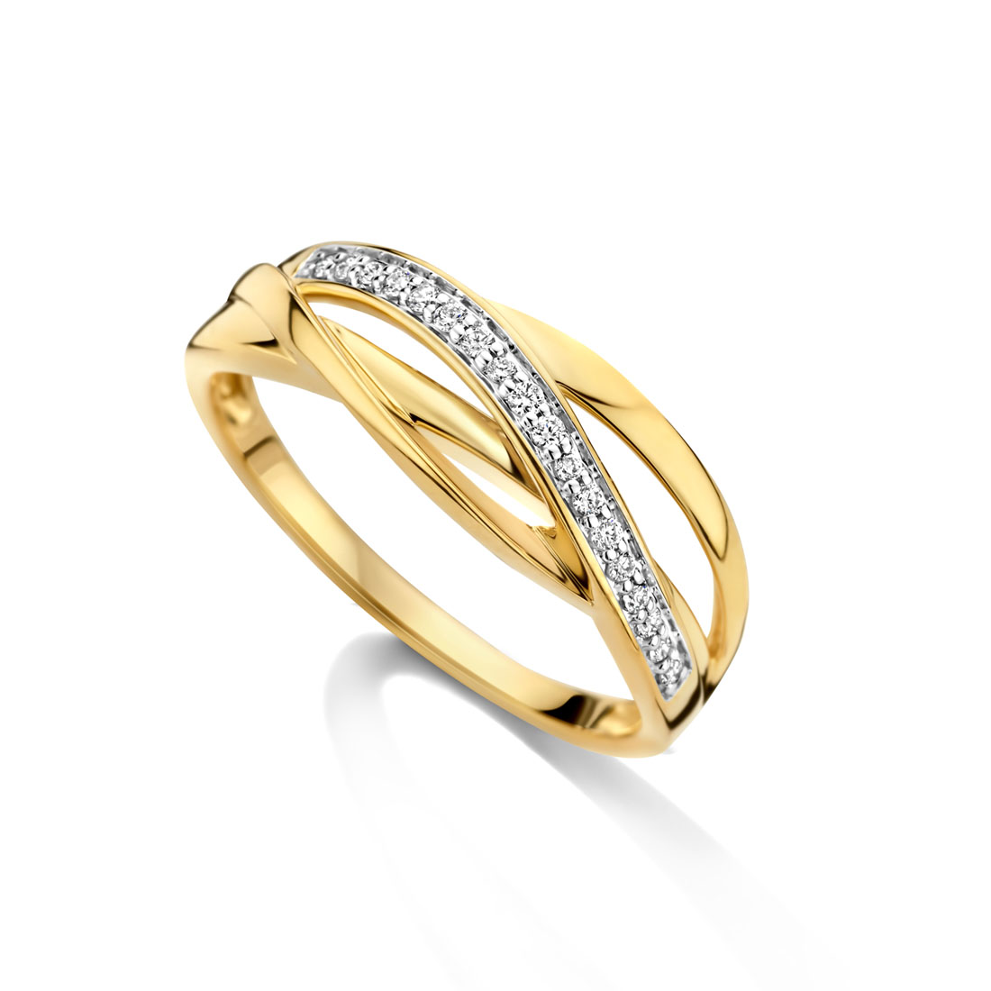 Ring in geel goud 18 k met diamant 0.09 ct 