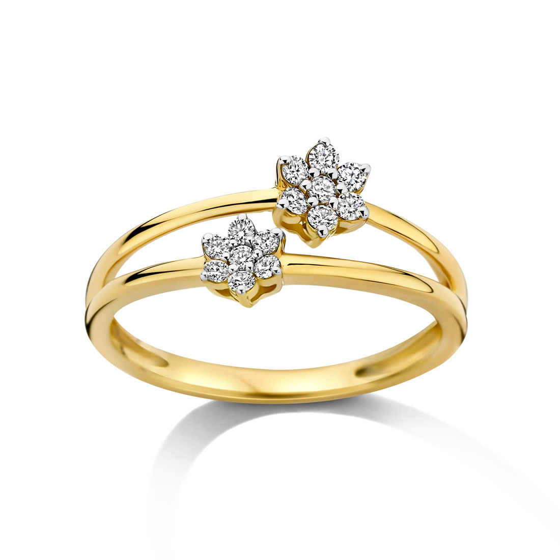 Ring in geel goud 18 k met 0.19 ct diamant