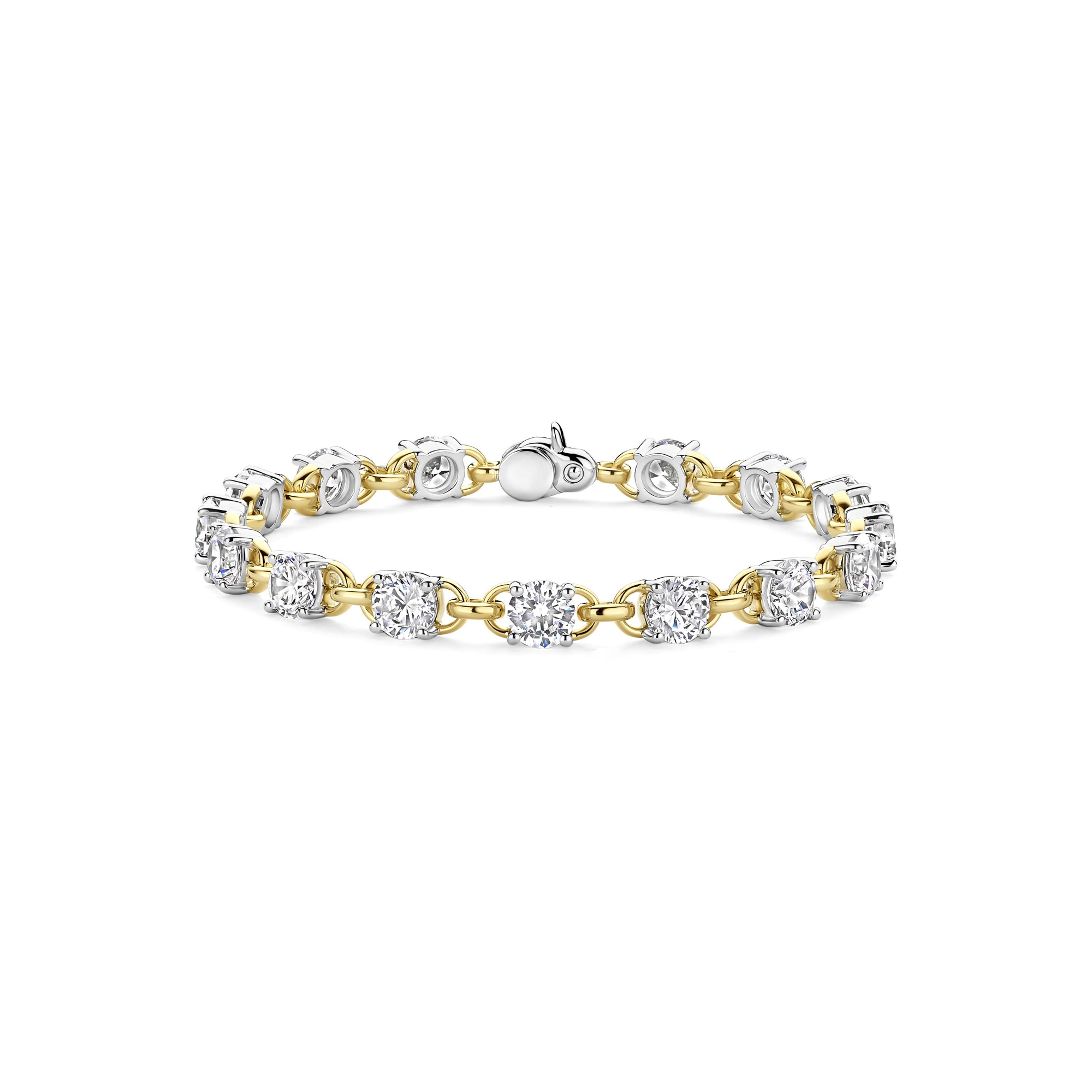 Ti Sento Milano - Zilveren schakel armband met zirconia's, deels verguld - 23109ZY