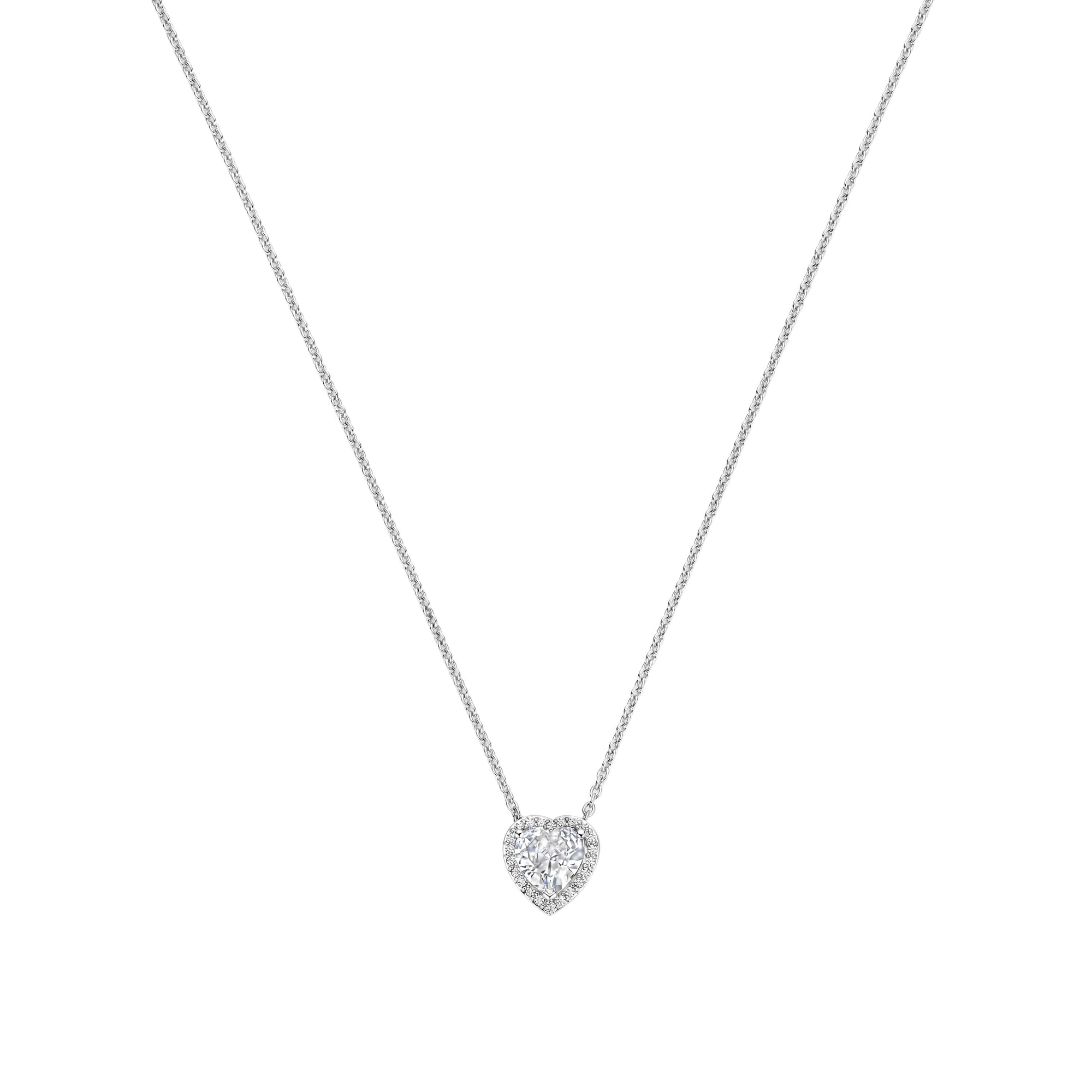 Ti Sento Milano - Zilveren zirconia, hartjes ketting, verstelbare lengte 38/48cm - 34152ZI/42