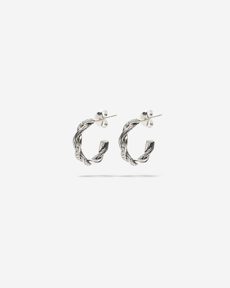 Hoops Katja Twist Silver Diamond Set