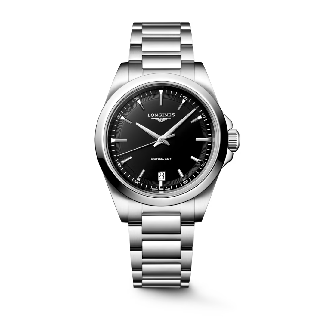 De Longines Conquest L37504526 is een stijlvolle polshorloge met een 38 mm roestvrijstalen kast en zilverkleurige band. Het bevat een datumaanduiding functie. Dit horloge is ideaal voor zowel formele als casual gelegenheden, en combineert perfect met zowel zakelijke als alledaagse outfits. Draag het als elegant accessoire of als stijlvol statement op je pols.