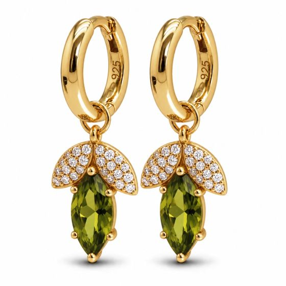 Karma Jewelry Hinged Hoops AVELINA Zirconia Olive Green Goldplated