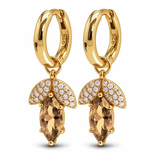 Karma Jewelry Hinged Hoops AVELINA Zirconia Champaign Goldplated