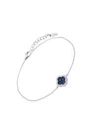 Armband zilver van lotus met blauw zirkonia
