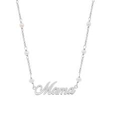 Leuke zilveren ketting met mama erop en in de ketting pareltjes