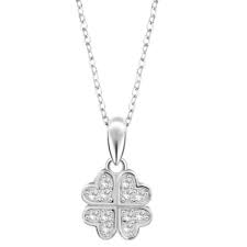zilveren ketting met klavertje met zirkonia