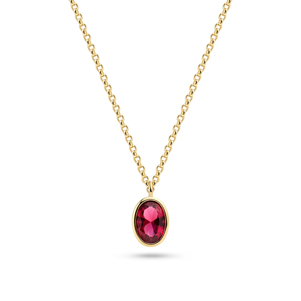 Ketting van 925 sterling zilver met een laagje 18-karaats goud, voorzien van een gepolijst oppervlak en handgezet met gefacetteerde roze zirkonia.

Afmetingen ketting: lengte tot 45 cm &ndash; verstelbaar.