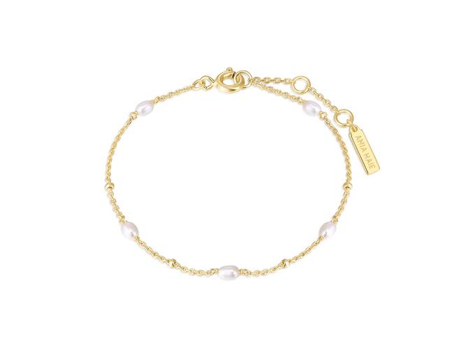 Ania Haie zilver vergulde armband Glimmer Glow Gold Alternating Pearl & Bead.