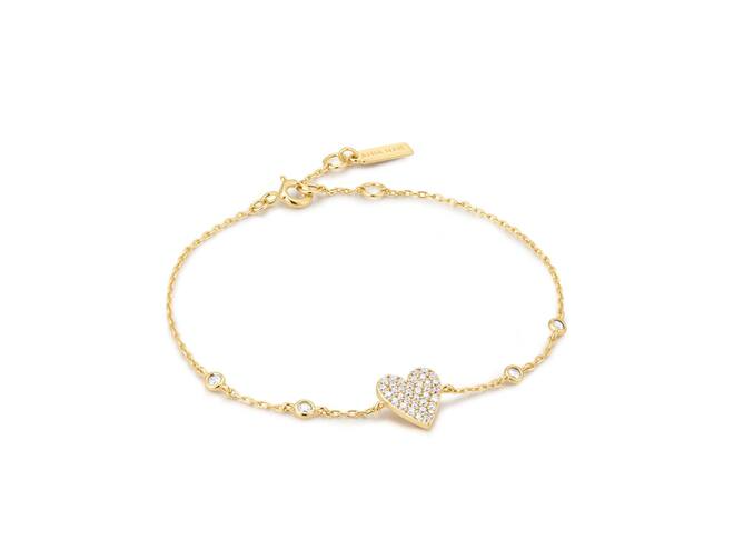 Ania Haie zilver vergulde armband Wanderer Gold Pav&eacute; Heart Bezel.