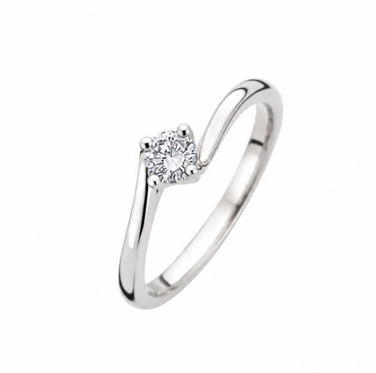 Fluente ring in witgoud met 0.12ct diamant H/VSI