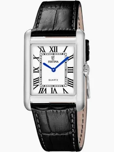 De Festina On The Square F20771/1 is een elegant herenhorloge uit de "On The Square"-collectie van Festina, met een vierkante roestvrijstalen kast en een leren band