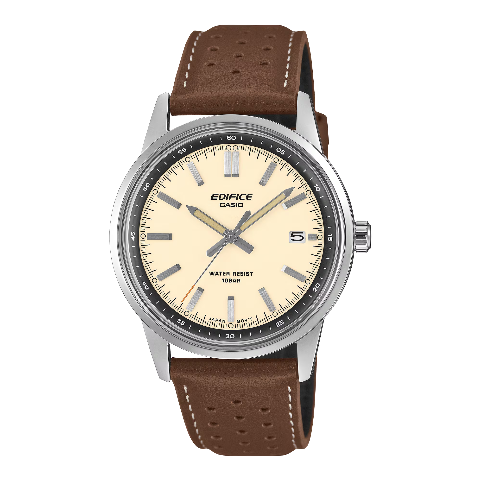 Der Casio HAU Analog Lederband braun, Modellnummer EFR-109L-7AER, ist eine elegante Armbanduhr mit braunem Lederarmband. Als Armbanduhr ist er perfekt f&uuml;r den t&auml;glichen Gebrauch und verleiht jedem Outfit einen klassischen Touch. Am besten wird er am Handgelenk getragen, passend zu casual oder formeller Kleidung, um Stil und Funktionalit&auml;t zu vereinen.