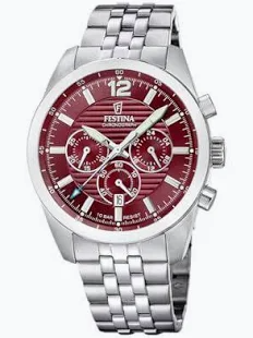 Heren uurwerk festina met chrono bordeaux wijzerplaat 