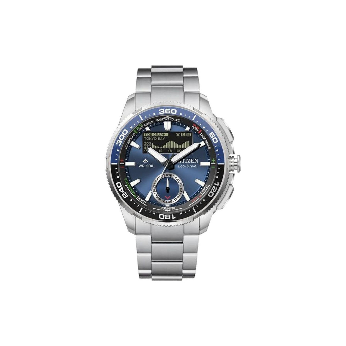 De nieuwe CITIZEN PROMASTER Wave Tracker JV3006-50L is meer dan alleen een horloge - hij is uw perfecte metgezel voor regatta's en maritieme avonturen. Met een nauwkeurige regattatimer, getijdenweergave en zonnetijden voor meer dan 200 bestemmingen heeft u altijd alles onder controle - zonder dat u wegwerpbatterijen hoeft te vervangen dankzij de Eco-Drive technologie. Grondstofbesparing gaat samen met innovatie - voor iedereen die van de zee houdt en hoge eisen stelt aan zijn uitrusting. Ontdek nu hoe moderne technologie uw tijd op het water een nieuwe vorm kan geven!

