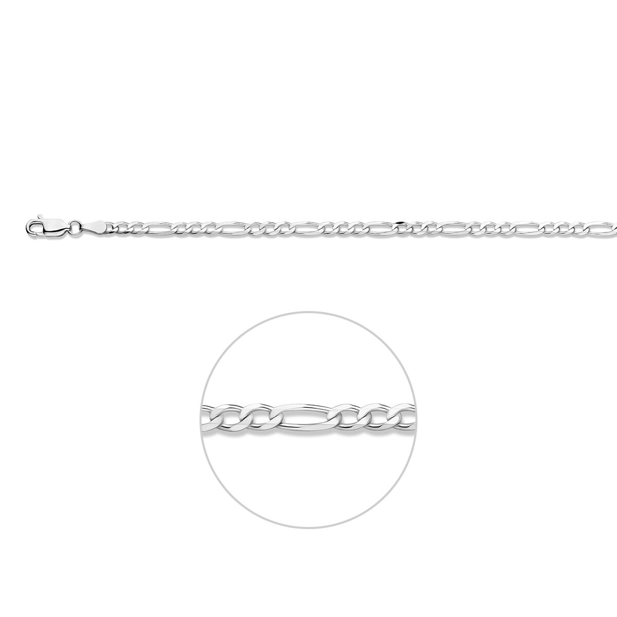 zilveren figaro collier 45 cm 3,3 mm voor jongens en mannen