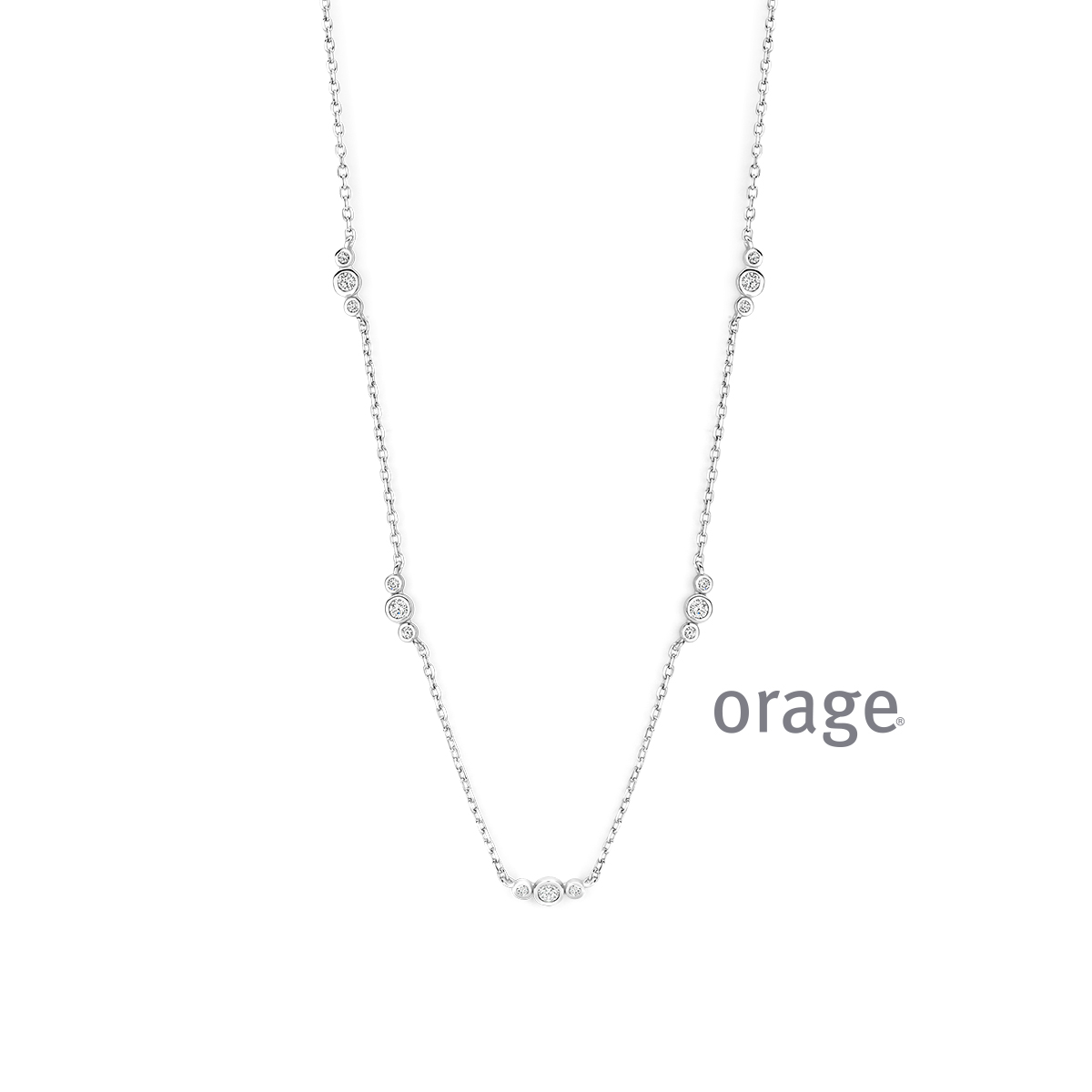 Orage zilveren ketting met trio diamanten LGD 0.45ct 