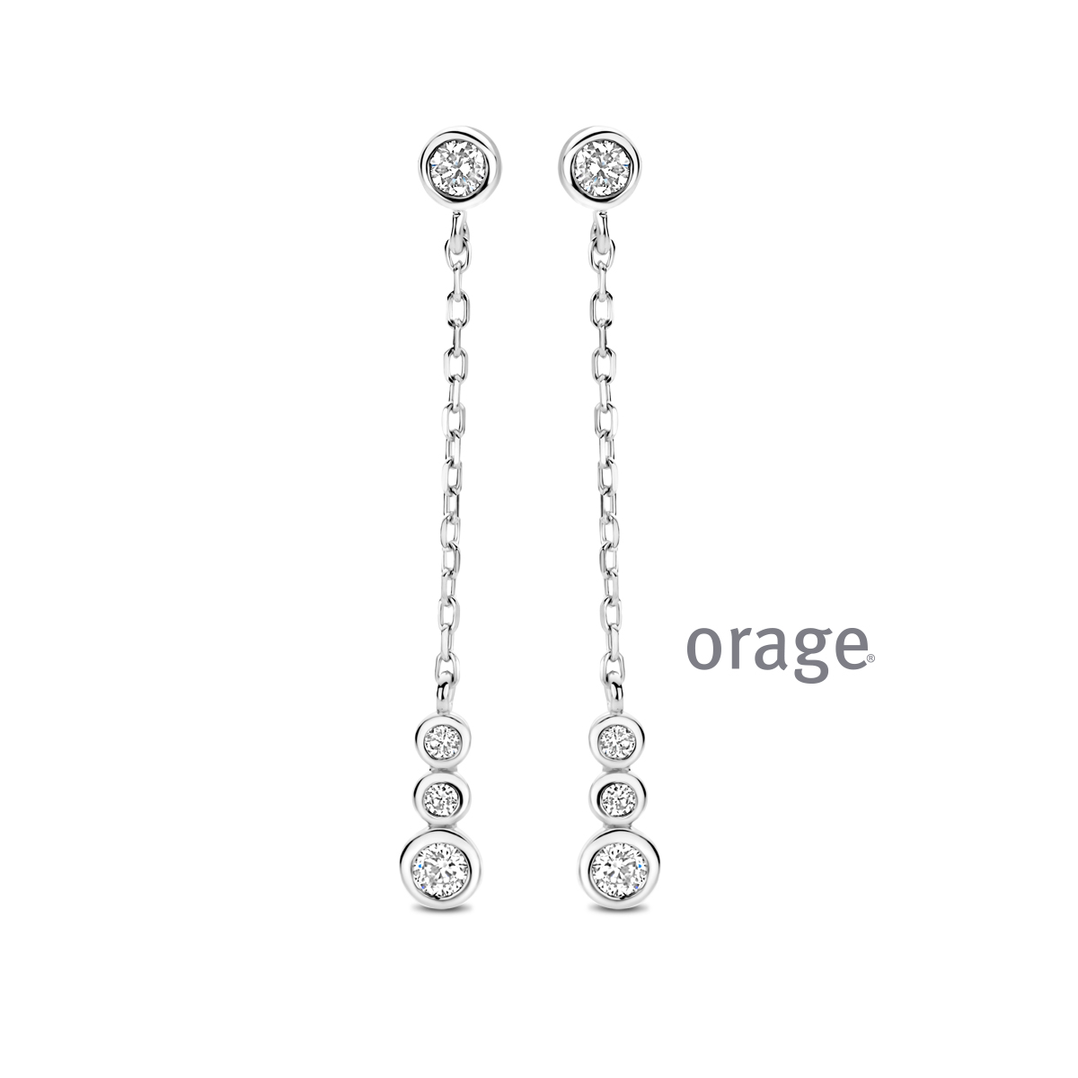 Orage zilveren Oorslingers fijn met diamant  LGD 0.30ct