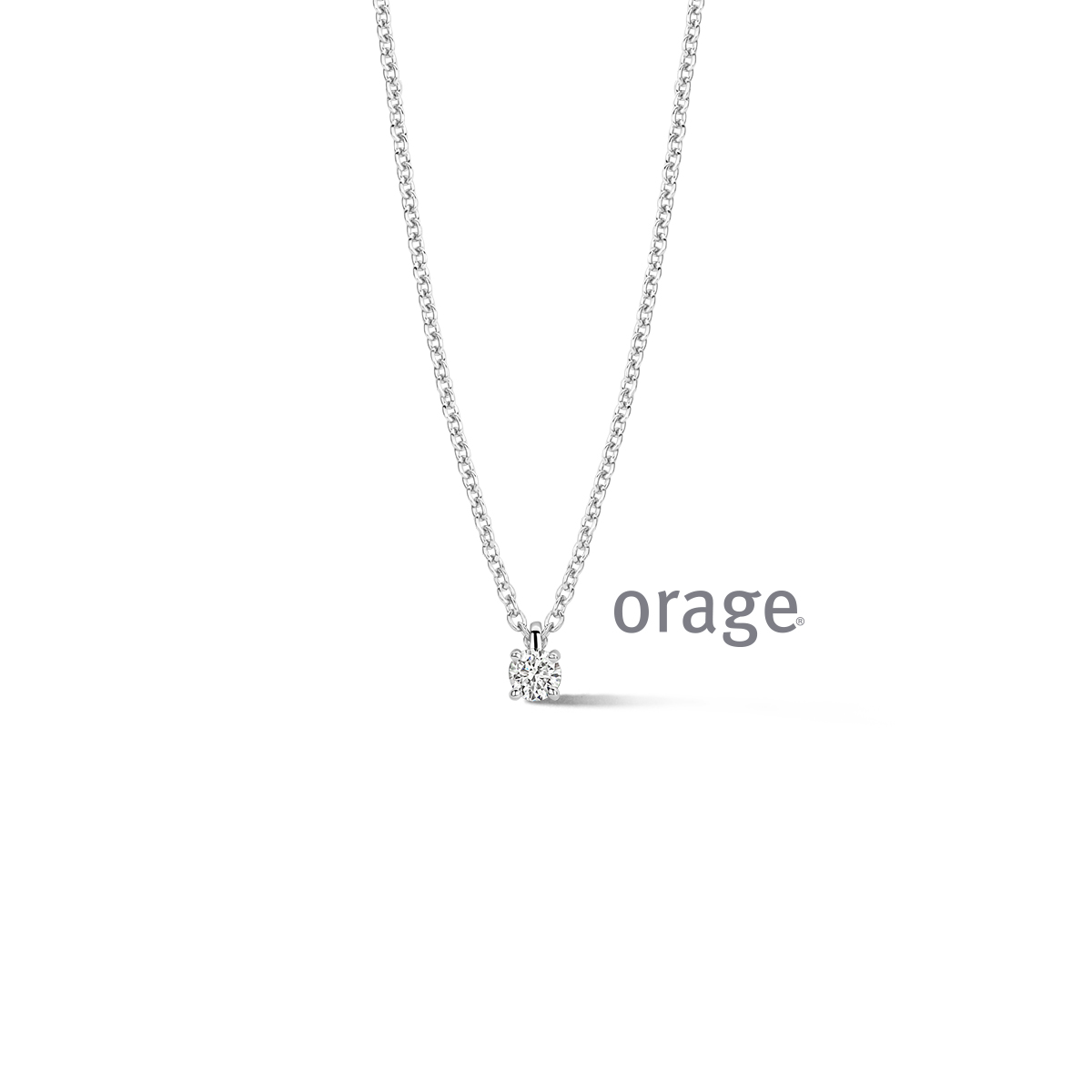 Orage zilveren Ketting solitaire met diamand LGD 0.16ct 