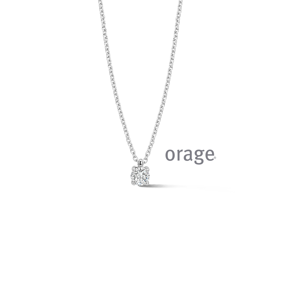 Orage zilveren Ketting solitaire met diamand LGD 0.35ct